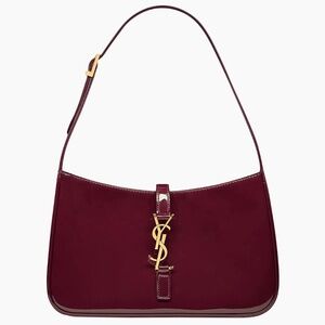 Saint Laurent Le 5-à-7 Patent Leather Shoulder Bag — Dark Red Wine / Burgundy